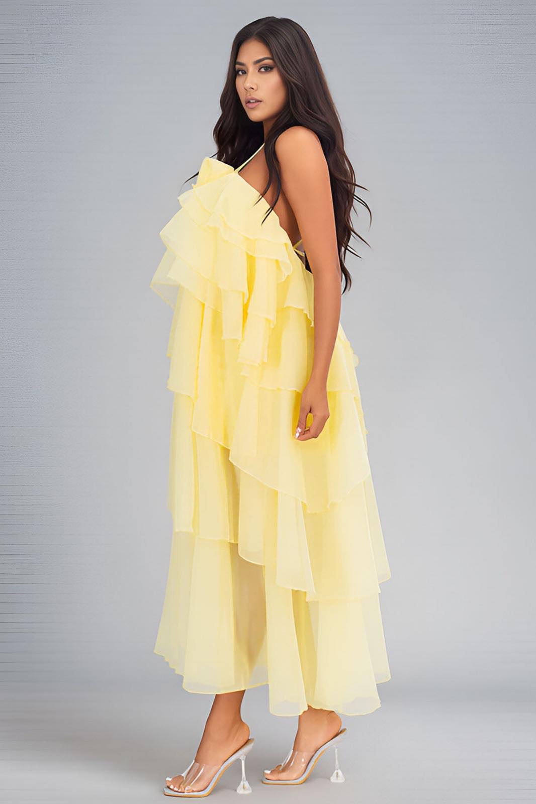 Golden Grace Ruffle Dress