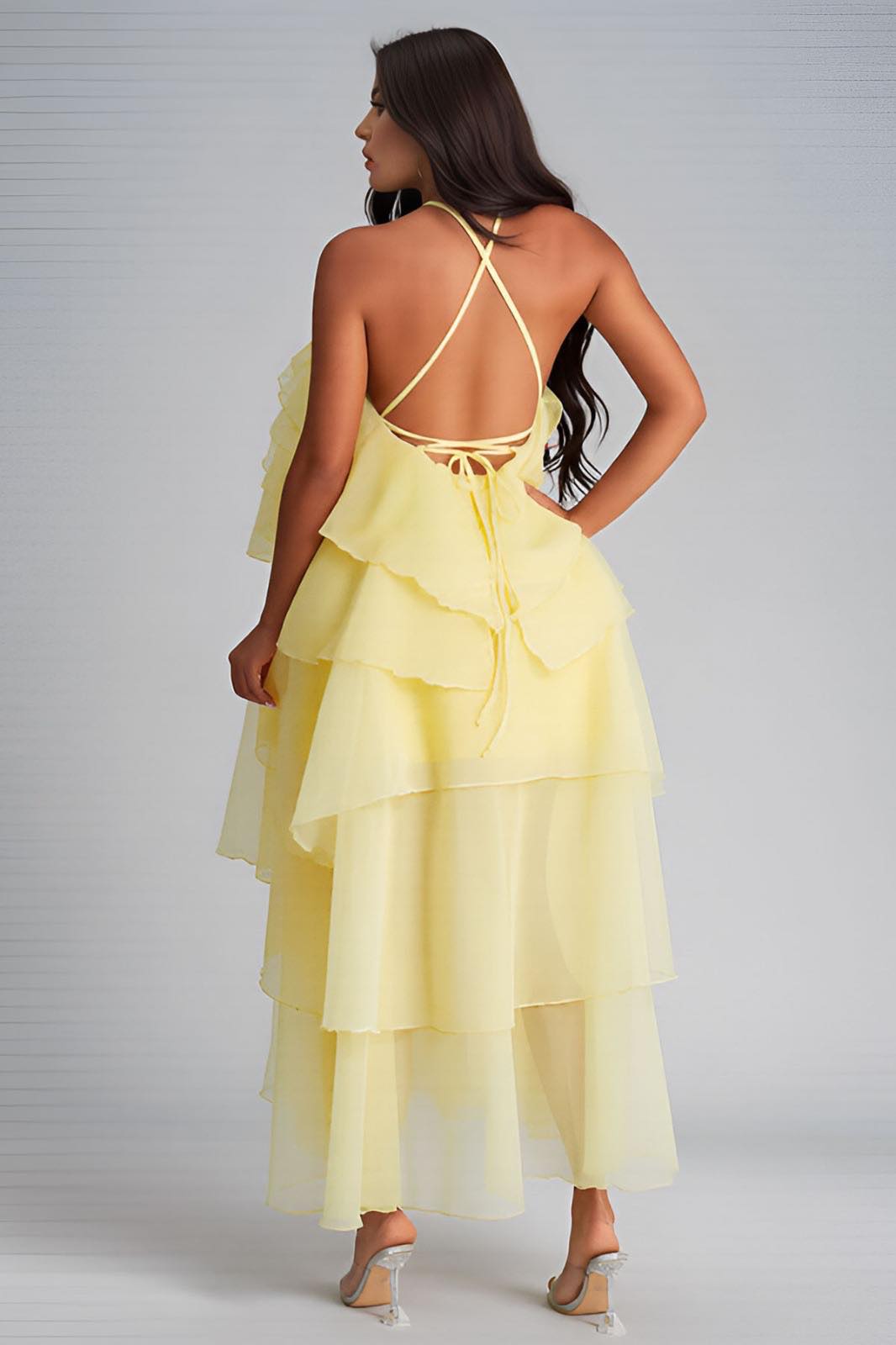 Golden Grace Ruffle Dress